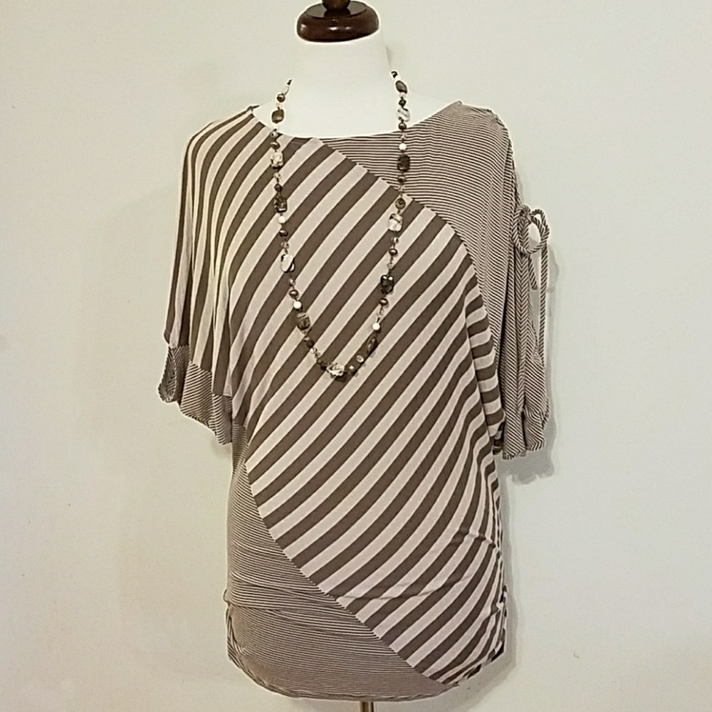 Unique Striped Tunic in Brown & Cream